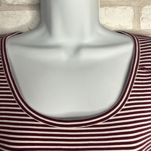 Talbots Large Burgundy Stripe Cotton Long Sleeve T-shirt - Picture 3 of 11